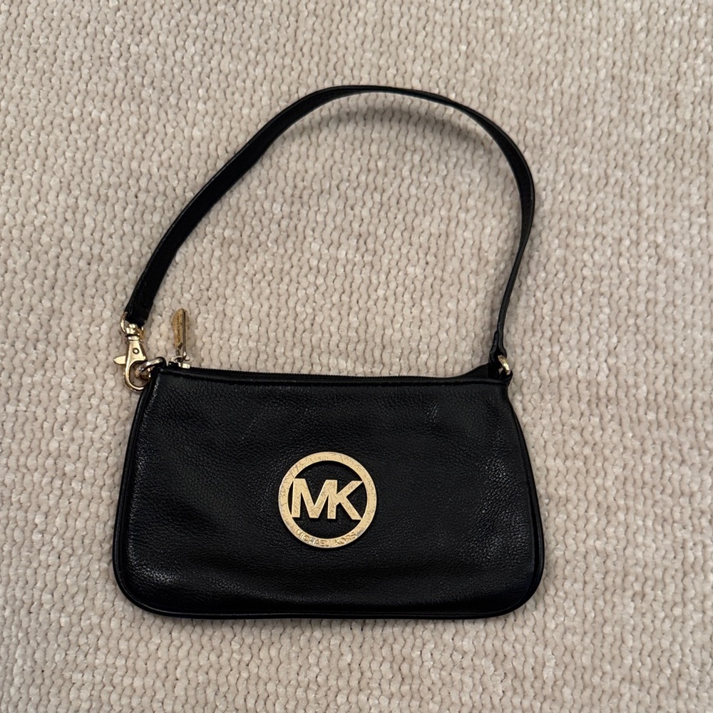 Michael Kors Black Shoulder Bag with Gold Logo